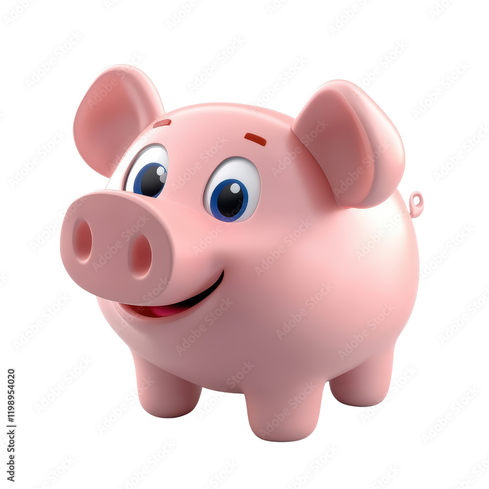 A cheerful cartoon piggy bank, symbolizing savings and financial goals. A cheerful cartoon piggy bank, symbolizing savings and financial goals.