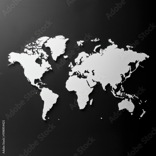 White World Map Illustration on Black Background photo