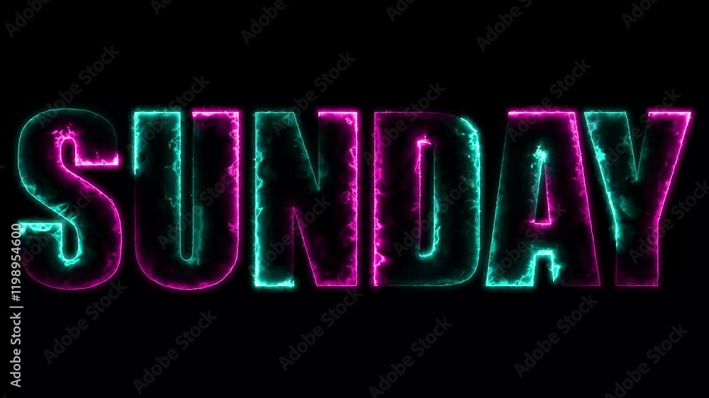 Glowing neon lines SUNDAY text animation on black background. Seamless loop. Neon SUNDAY neon sign animation. luxury SUNDAY text animation Glowing neon lines SUNDAY text animation on black background. Seamless loop. Neon SUNDAY neon sign animation. luxury SUNDAY text animation