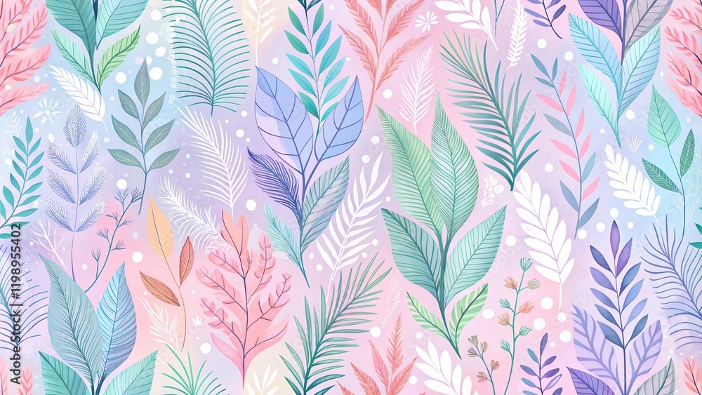 Fototapeta premium Ethereal Pastel Floral Pattern with Gradient Background for Delicate Design Applications
