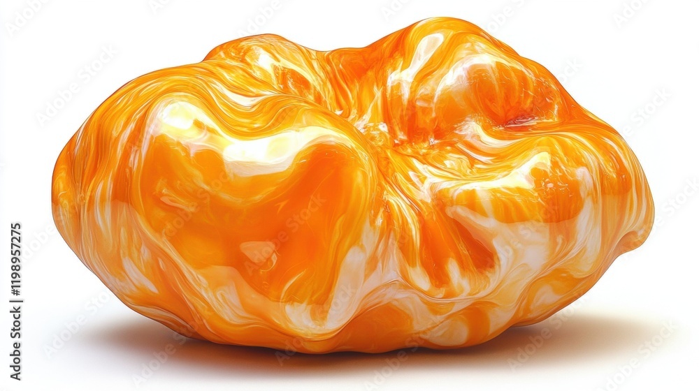 Abstract Orange Swirl Sculpture with Glossy Texture and Depth Abstract Orange Swirl Sculpture with Glossy Texture and Depth