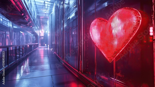 valentine day theme background a futuristic hall decorated with pink glow love