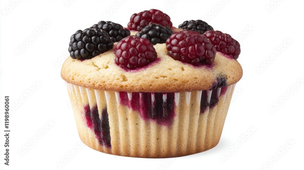 Freshly Baked Cupcake with Raspberries and Blackberries on Top Freshly Baked Cupcake with Raspberries and Blackberries on Top