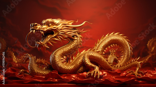 Wallpaper Mural gold dragon for festival on color background Torontodigital.ca