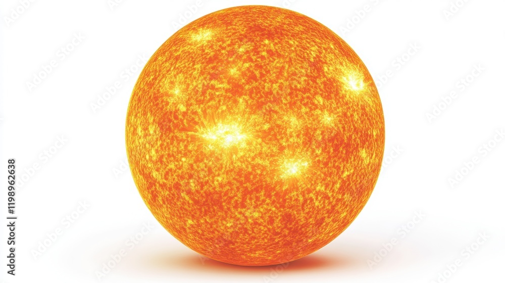 Bright and Fiery Sun Illustration with Dynamic Solar Flare Effects Bright and Fiery Sun Illustration with Dynamic Solar Flare Effects