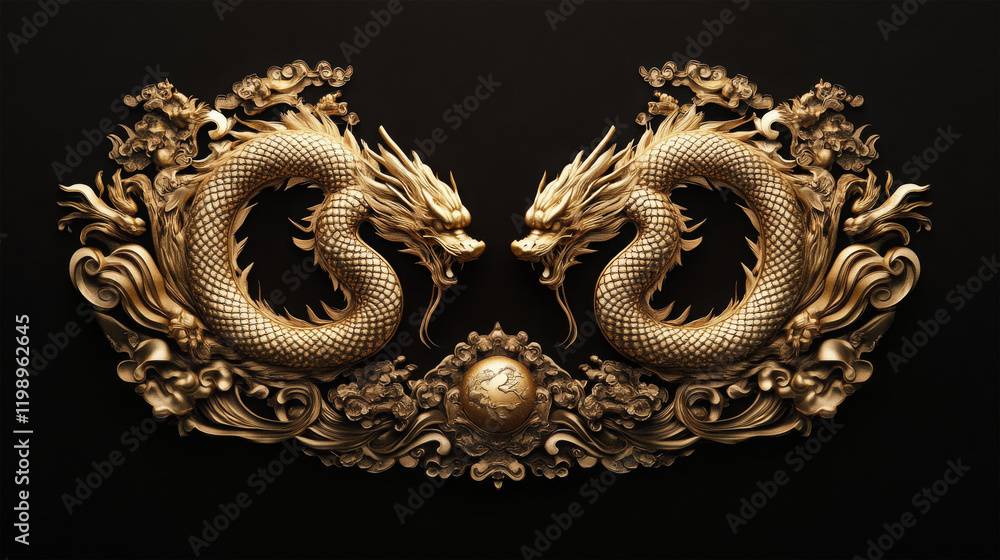 Obraz premium gold dragon for festival on color background