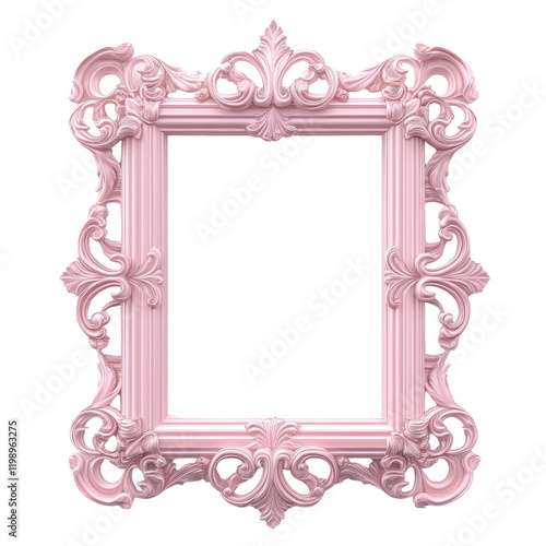 Elegant pink ornate frame design with intricate details for creative projects.