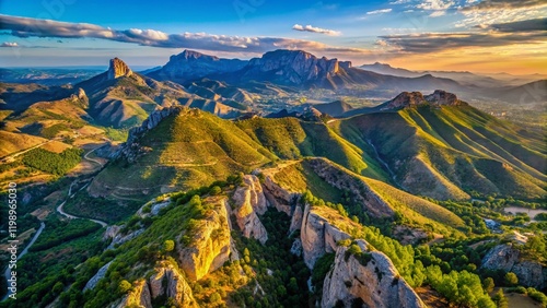 Aerial View Puig Campana Mountain Western Slope, Alicante, Spain