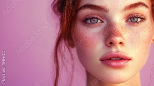 Wallpaper Mural Portrait of beautiful young woman.The face of a beautiful with perfect smooth skin. on a pastel purple background. Torontodigital.ca