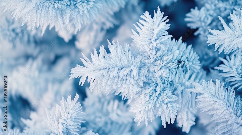 Frosted tree branches close up in icy blue tones against a soft blurred winter background allowing for minimalistic text overlay space. Frosted tree branches close up in icy blue tones against a soft blurred winter background allowing for minimalistic text overlay space.