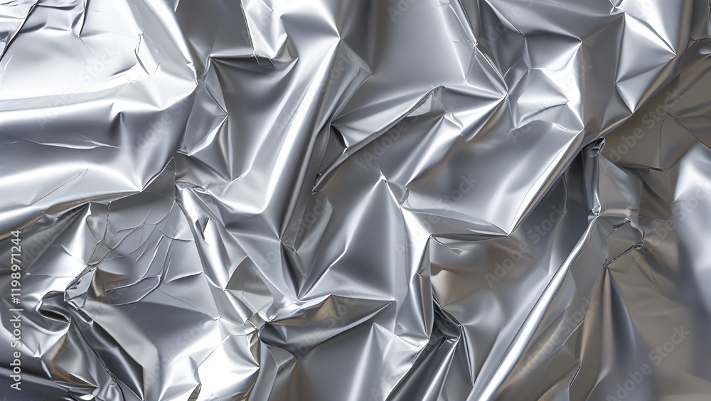 Intricate folded matte aluminum foil surface with artistic metallic appeal Intricate folded matte aluminum foil surface with artistic metallic appeal