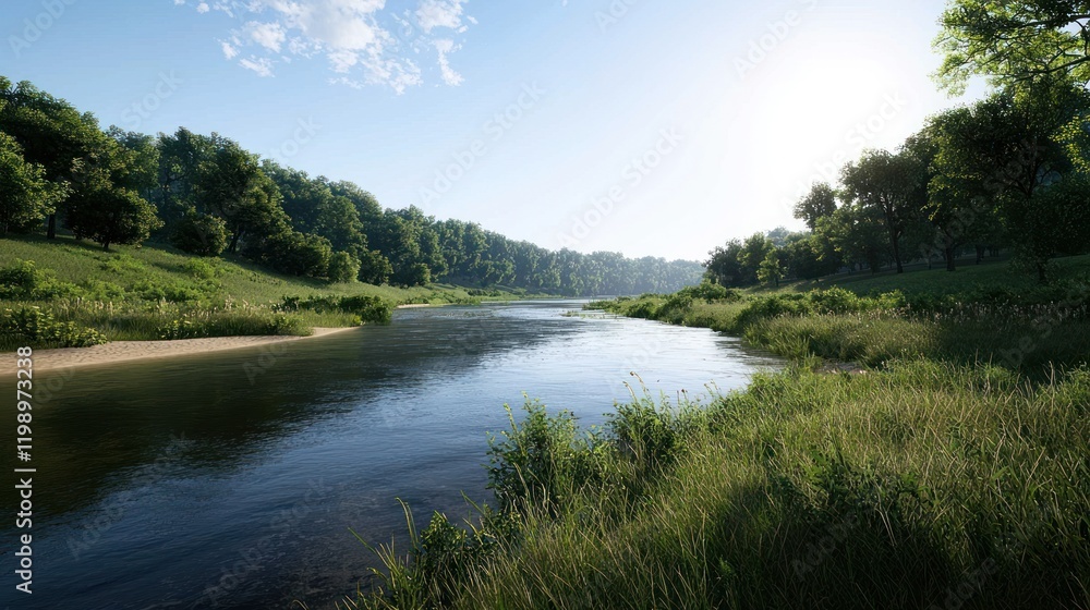 Serene River in Lush Forest Serene River in Lush Forest