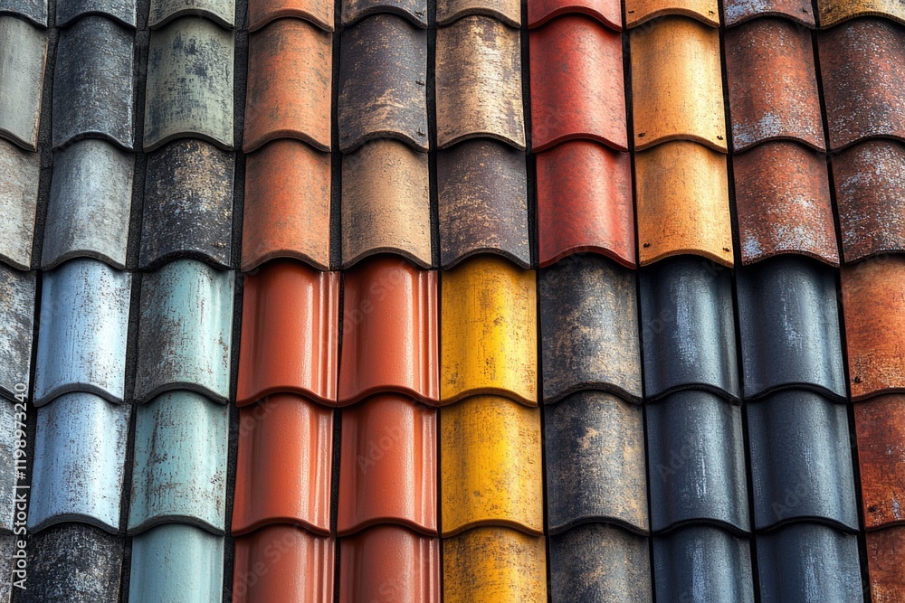 A detailed view of multiple roof tile colors A detailed view of multiple roof tile colors