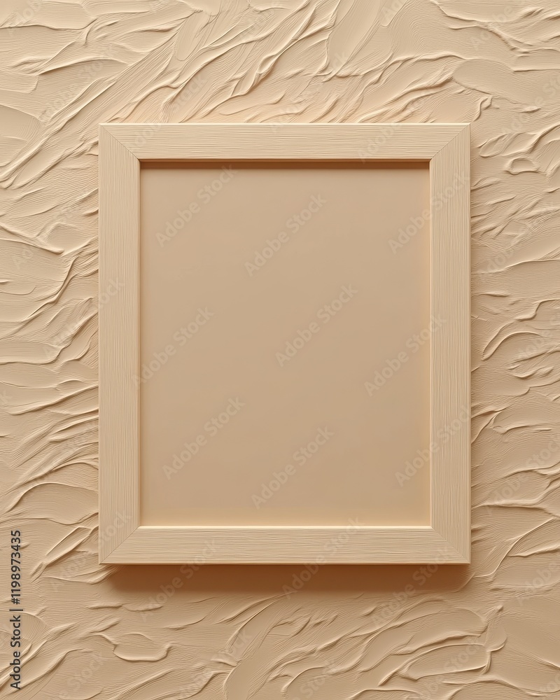 Fototapeta premium Beige Frame Mockup on Textured Background: Elegant Minimalist Design for Presentation