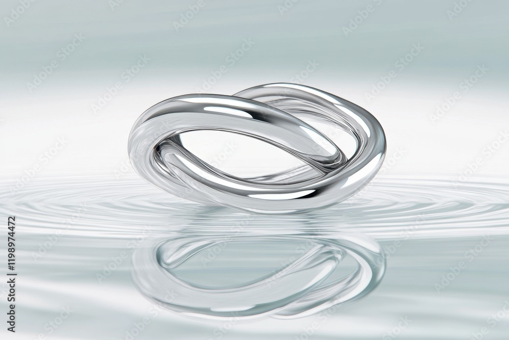 Naklejka premium Abstract silver loop reflecting in water
