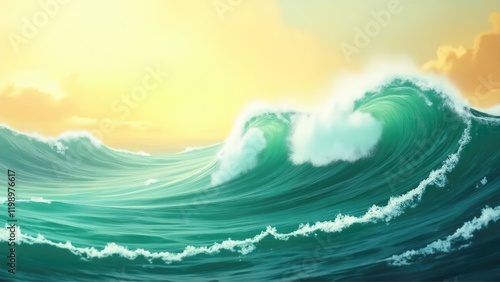 Ethereal Seafoam Dancing on Emerald Waters: 8K UHD Digital Illustration with Subtle Sunlit Aqua Gradient.