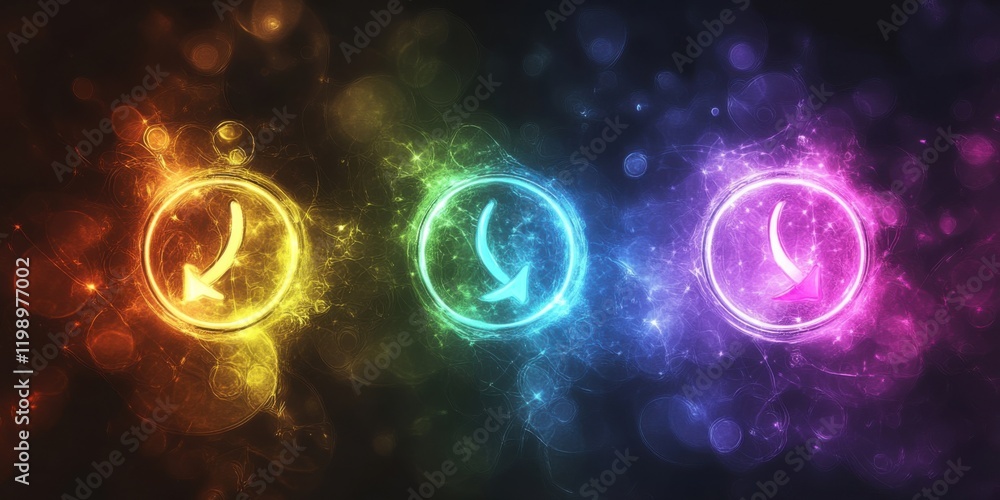 Obraz premium Gender symbols with glowing edges, surrounded by soft rainbow halos