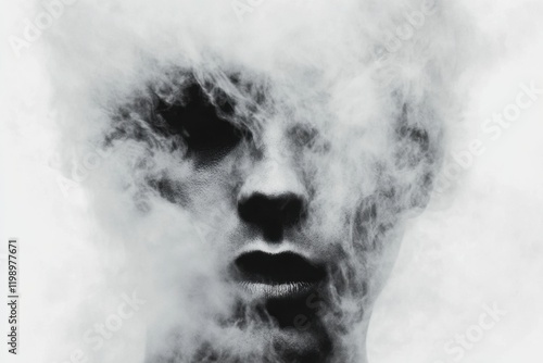 Mysterious face shrouded in smoke photo