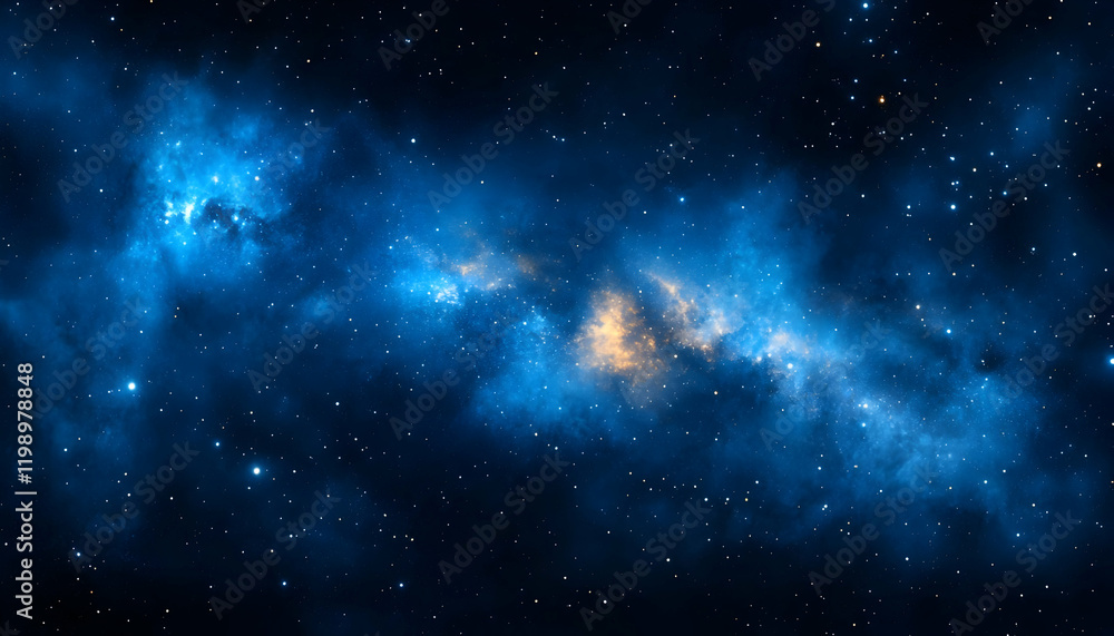 Fototapeta premium Cosmic Nebula Blue gas clouds in space, stellar background, design element