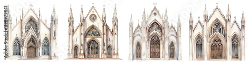 Majestic Gothic Cathedral with Ornate Spires and Arched Stained Glass Windows   A stunning architectural masterpiece showcasing the intricate and dramatic design elements of the Gothic style photo