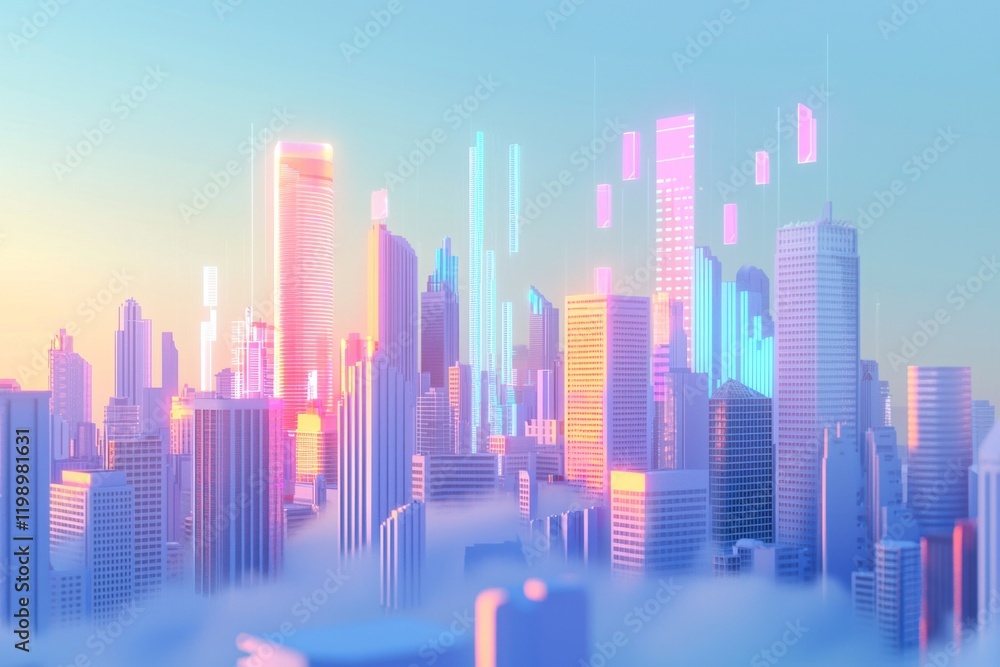 A digital illustration of an urban skyline with modern buildings, featuring holographic graphs and charts floating above the cityscape, representing business growth in technology and innovation. A digital illustration of an urban skyline with modern buildings, featuring holographic graphs and charts floating above the cityscape, representing business growth in technology and innovation.