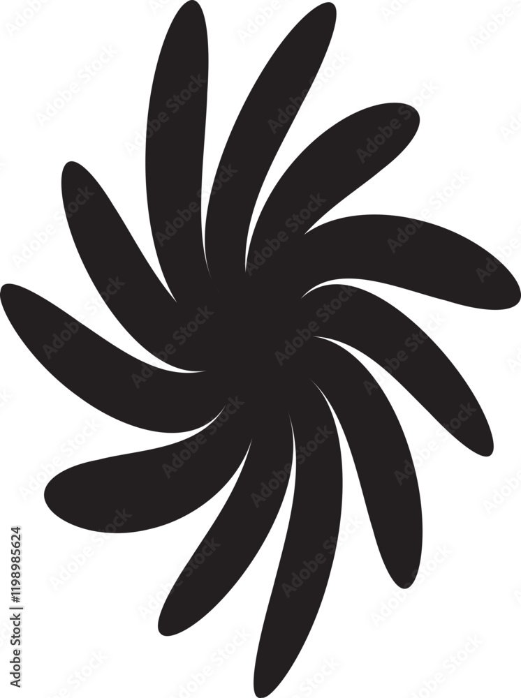Vector flower shape, black svg isolated object, abstract Vector flower shape, black svg isolated object, abstract
