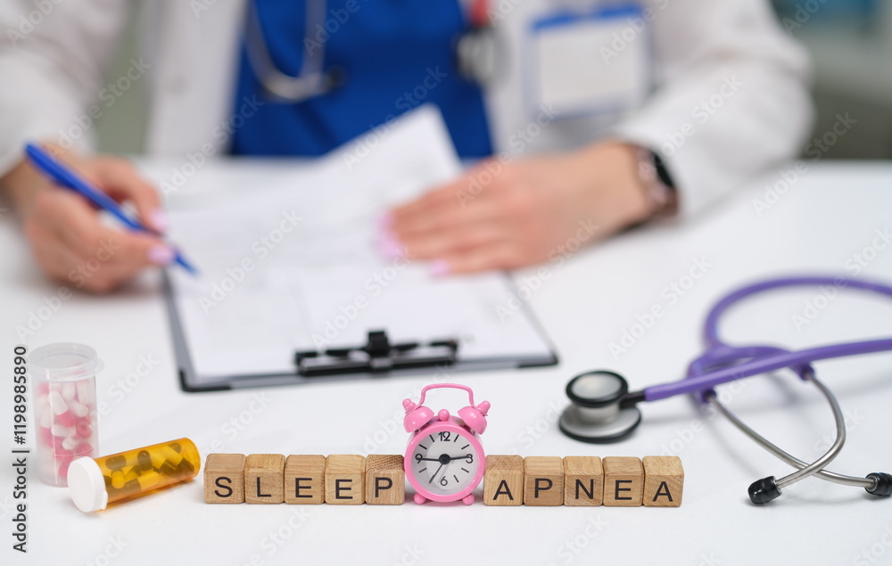 An experienced healthcare professional discusses sleep apnea aspects using relevant tools and information