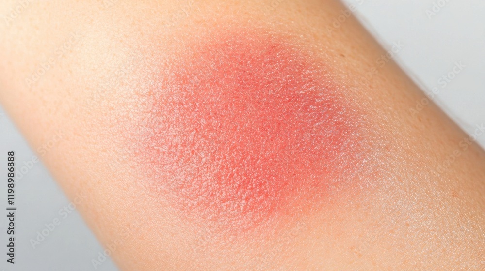 Skin with Red Rash on Arm Surface Skin with Red Rash on Arm Surface