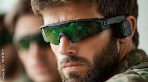 Military personnel participate in a tactical training exercise, showcasing advanced eyewear design for enhanced vision protection and performance in dynamic operations photo