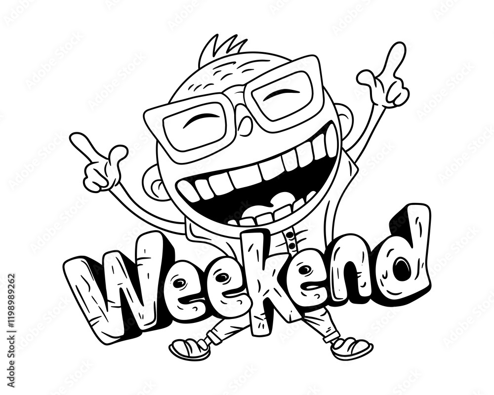 Cartoon character. Weekend! Vector illustration. Cartoon character. Weekend! Vector illustration.