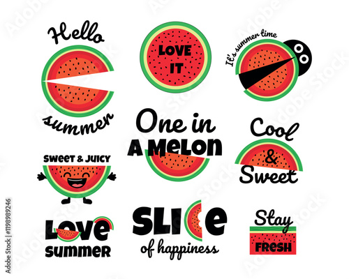 Watermelon with the slogan. One in a melon. Vecor.