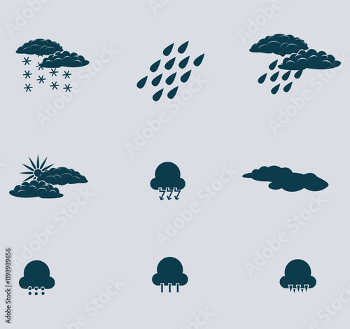 Set Of cloud, rain and weather icon