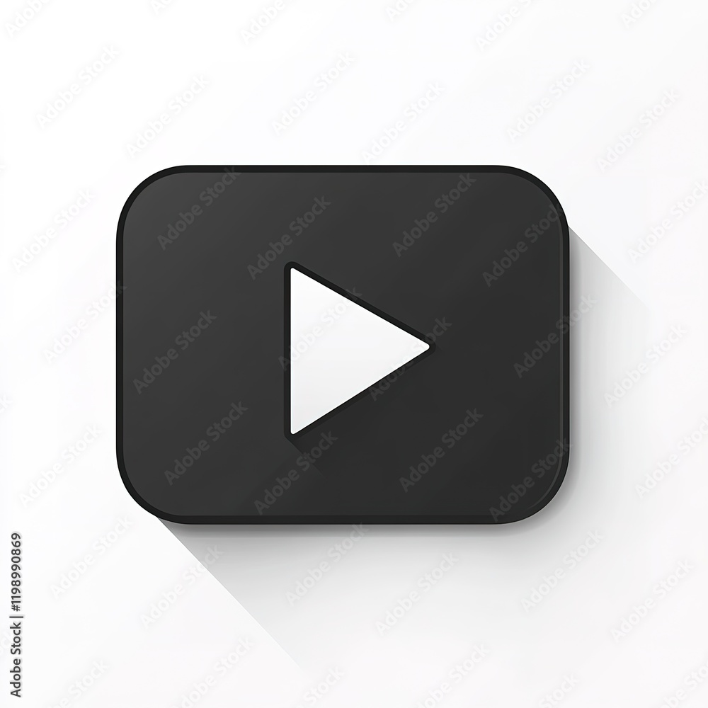 Simple Black Play Button Icon on White Background Simple Black Play Button Icon on White Background