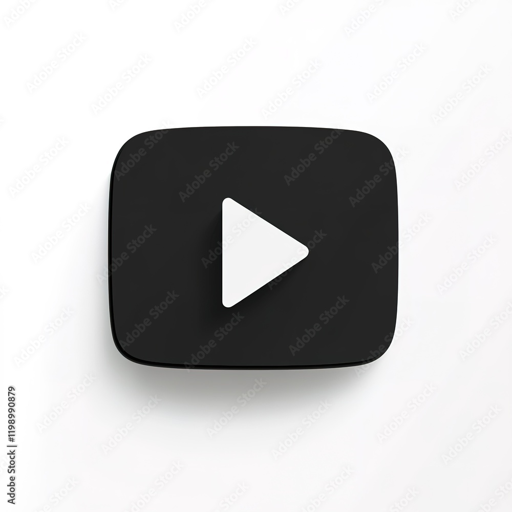 Simple Black Play Button Icon on White Background Simple Black Play Button Icon on White Background