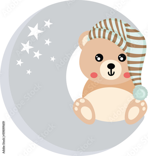 Sweet dreams cute teddy bear on the moon