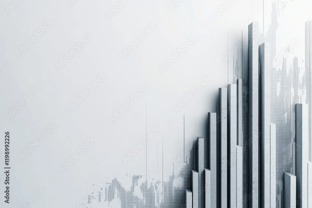 Fototapeta premium A simple white background with a line graph going upward, indicating a growing business or stock market