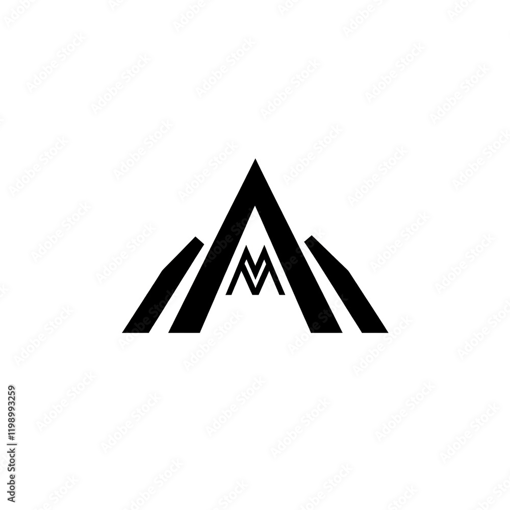 Simple Black Tent Icon Against White Background Simple Black Tent Icon Against White Background