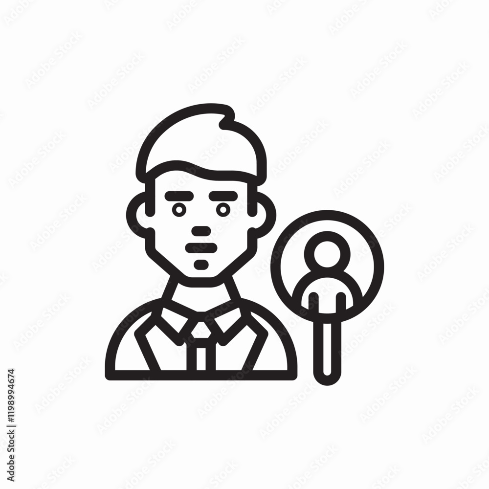 Employee search hiring manager icon vector sign Employee search hiring manager icon vector sign
