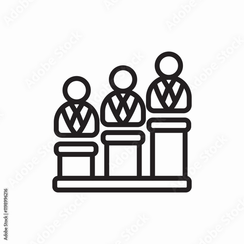 Team jury panel meeting icon vector sign
