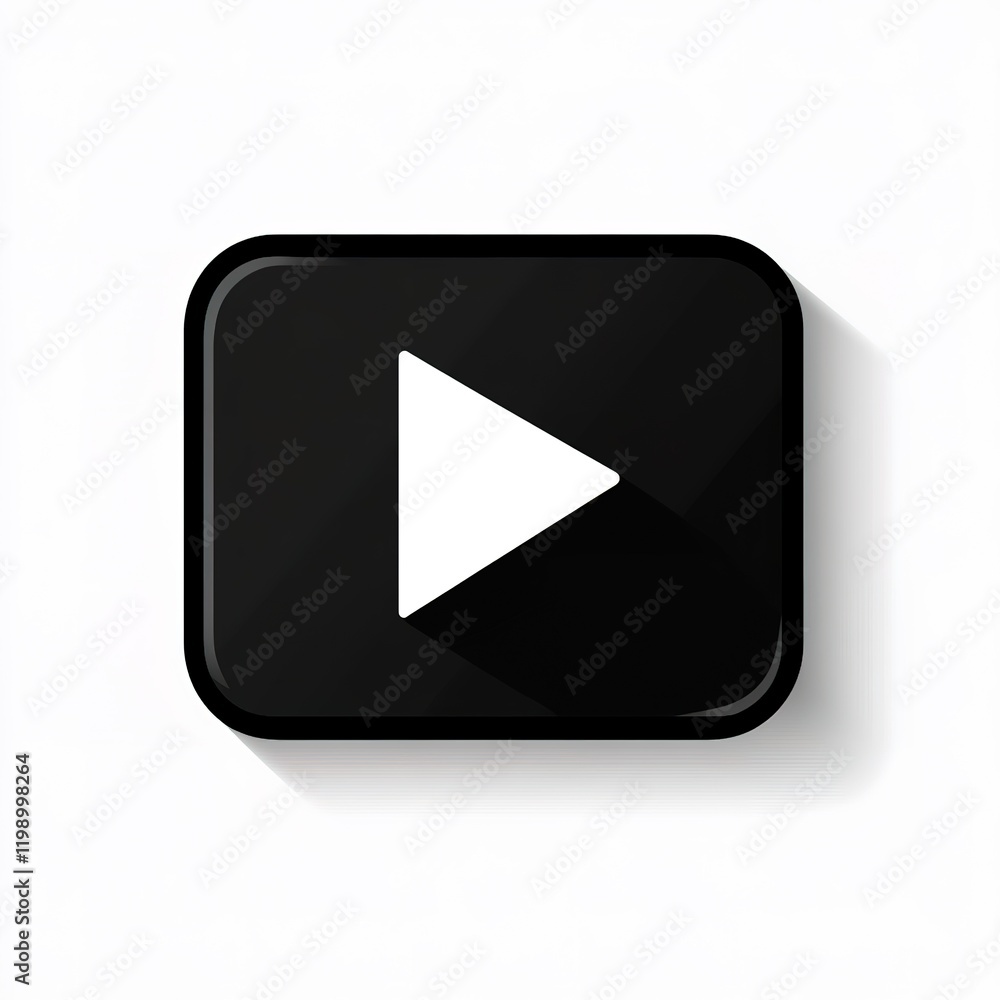 Play Button Icon with Shadow, Ideal for Media Applications Play Button Icon with Shadow, Ideal for Media Applications