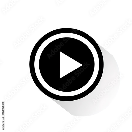 Free Download Play Button Icon with Shadow, Ideal for Media Applications - GFXLoad