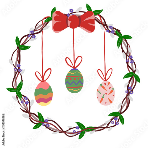 easter eggs with flowers. Hand draw vector