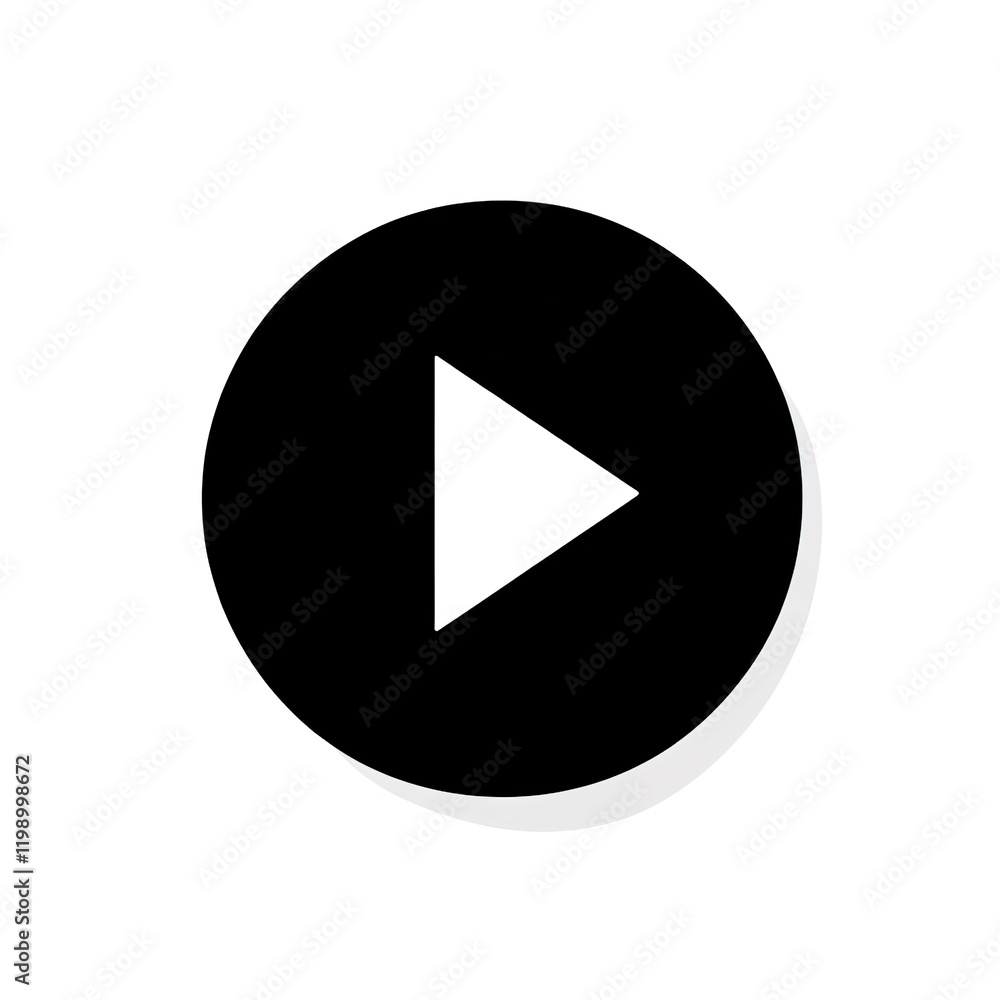 Play Button Icon with Shadow, Ideal for Media Applications Play Button Icon with Shadow, Ideal for Media Applications