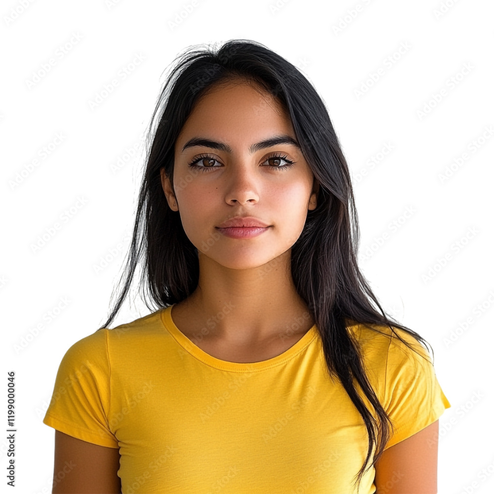 PNG Girl Standing Wearing Yellow Shirt on Transparent Background PNG Girl Standing Wearing Yellow Shirt on Transparent Background