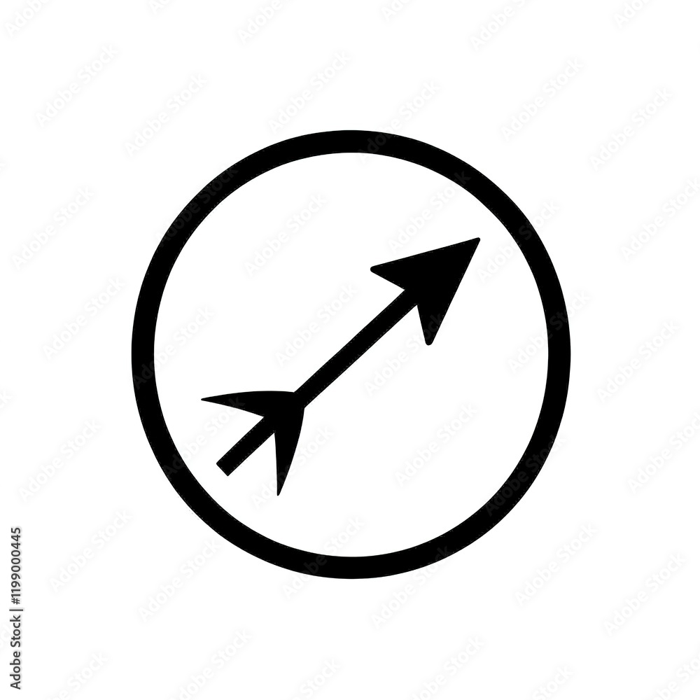 Bold graphic of a spear or arrowhead within a circle Bold graphic of a spear or arrowhead within a circle