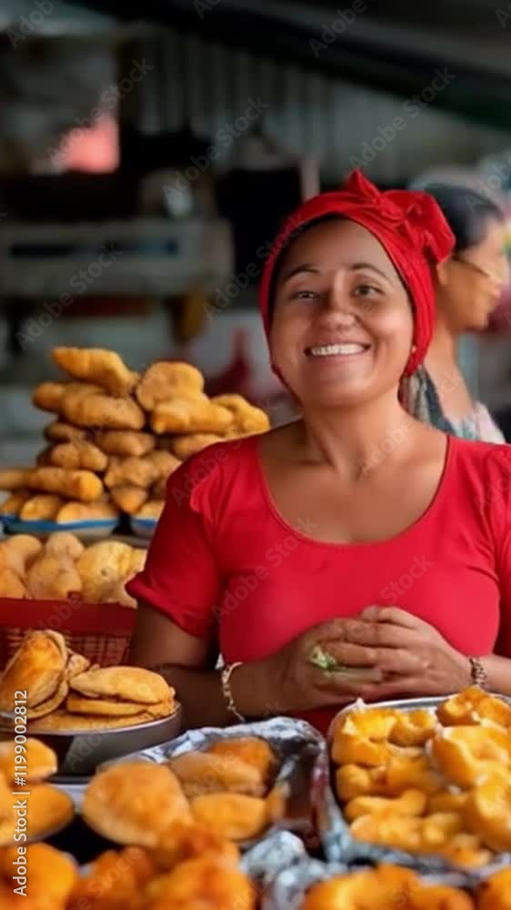 Latin American woman in her small store in a marketplace Latin American woman in her small store in a marketplace