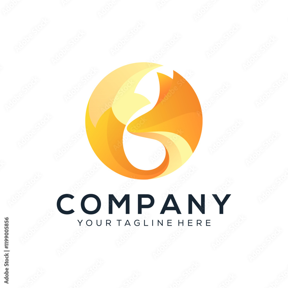 Obraz premium A letter g logo with a circle of fire and a fox