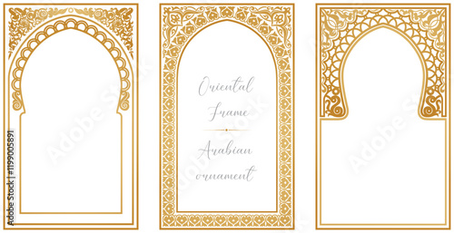 Arabic frame arches silhouette bundle. Arabian ornament. Doors and windows border