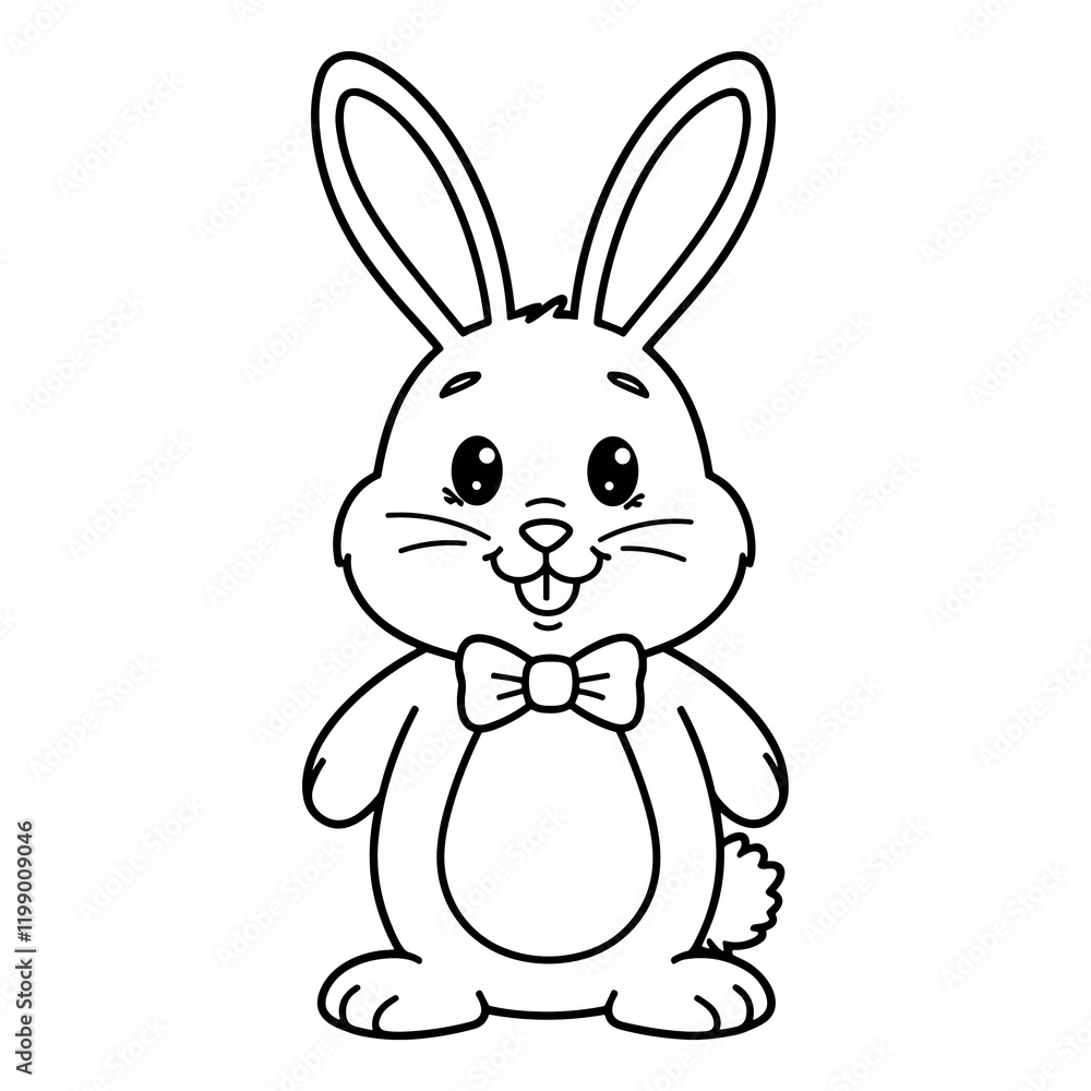 Obraz premium Easy and bold coloring page of a cute bunny character