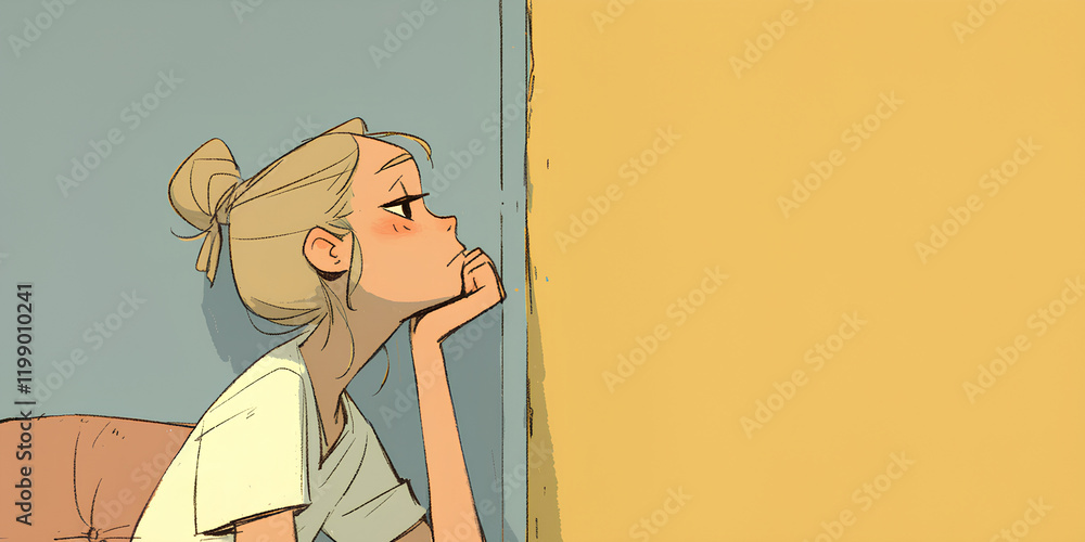 Obraz premium illustration of a woman with a bored expression